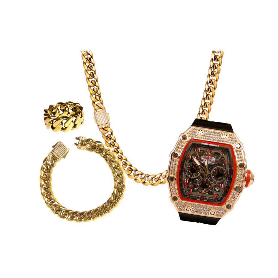 Pack Cadena Cubana Link Iced 2.0 + Anillo