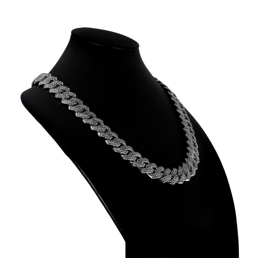 Cuban Prong Miami Silver Ice 12mm
