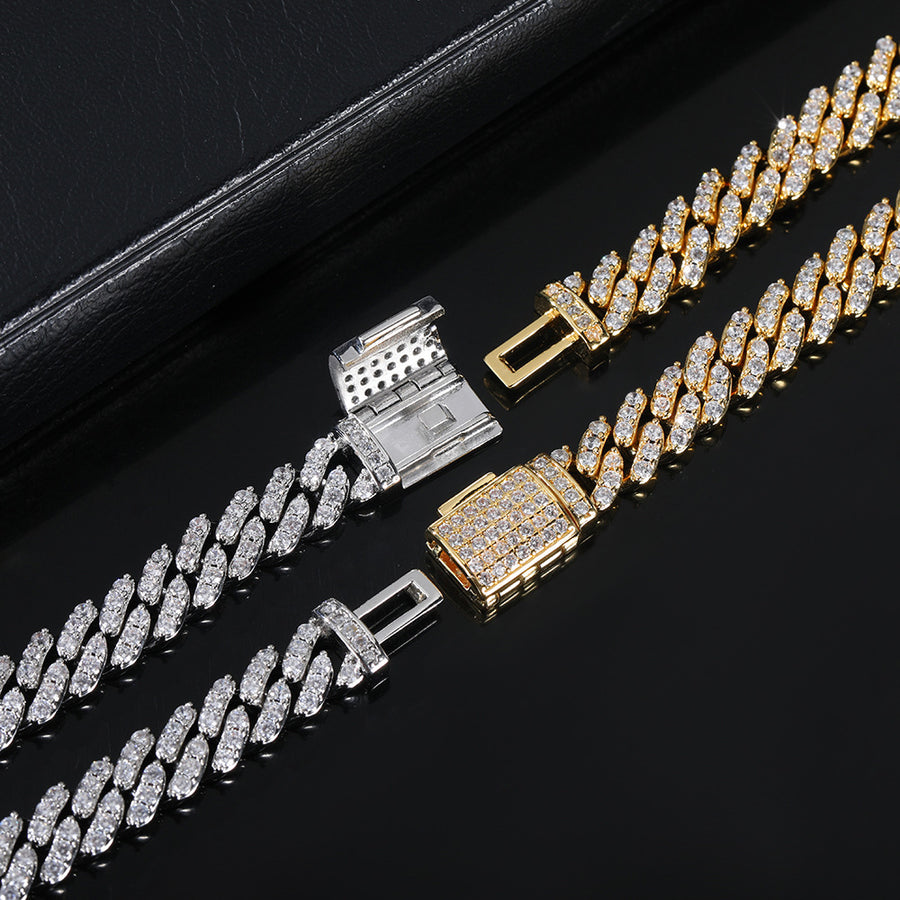 Cadena Cuban Link Gold Ice 8mm 18k