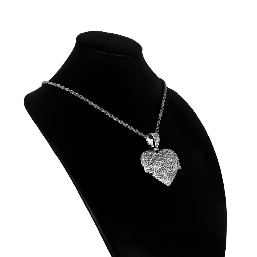 Cadena Corazón en Llamas Ice Silver 18k