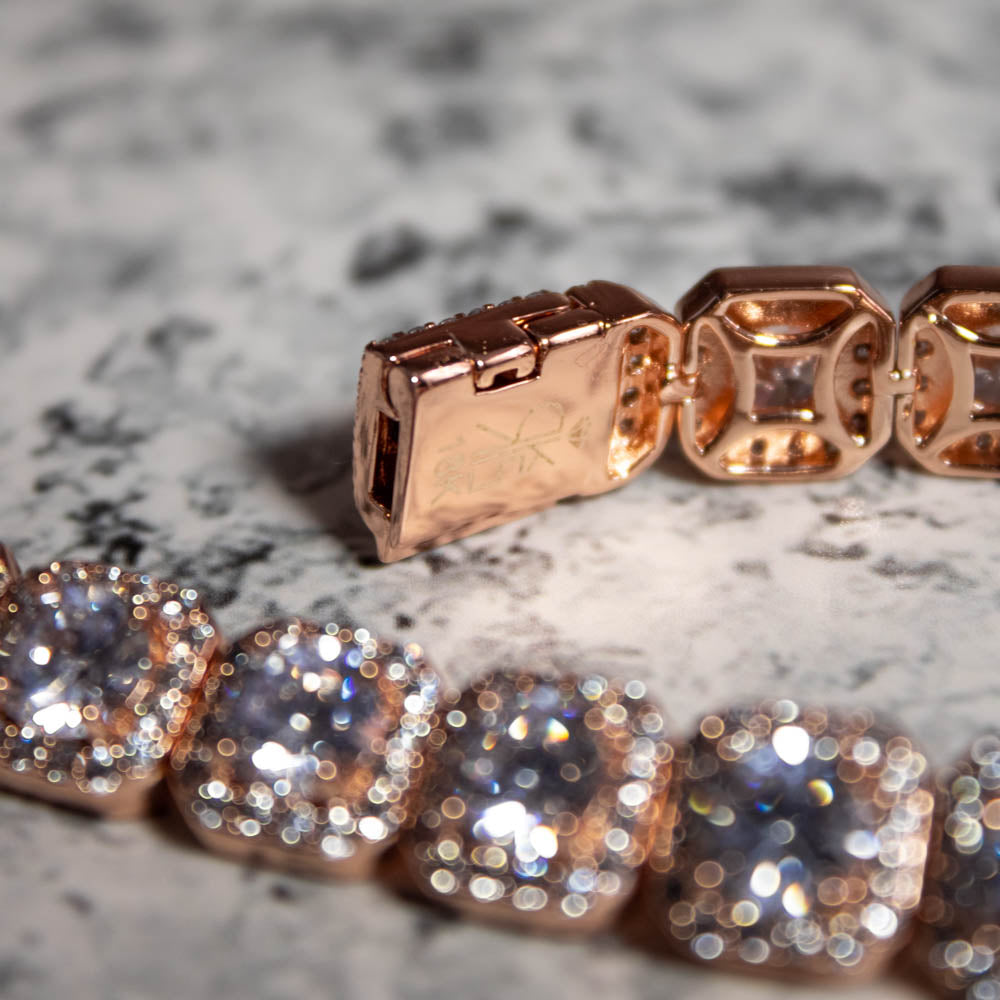 Brazalete Cuban Tennis Gold Rose 18k