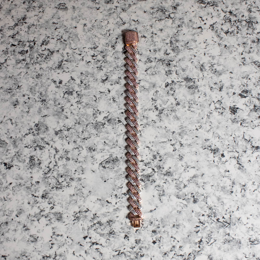 Brazalete Cuban Prong Acero Doble Color 12mm