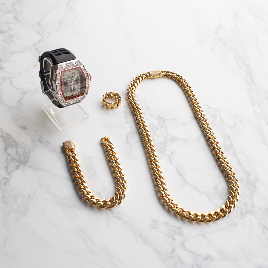 Pack Cadena Cubana Link Iced 2.0 + Anillo