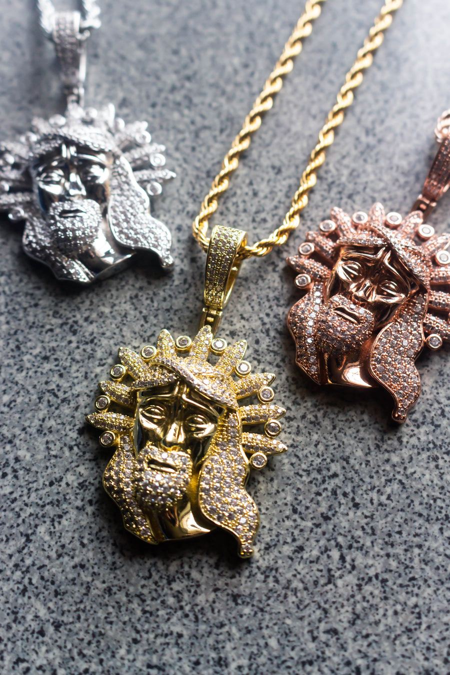 Cadena Cristo Ice silver 18k