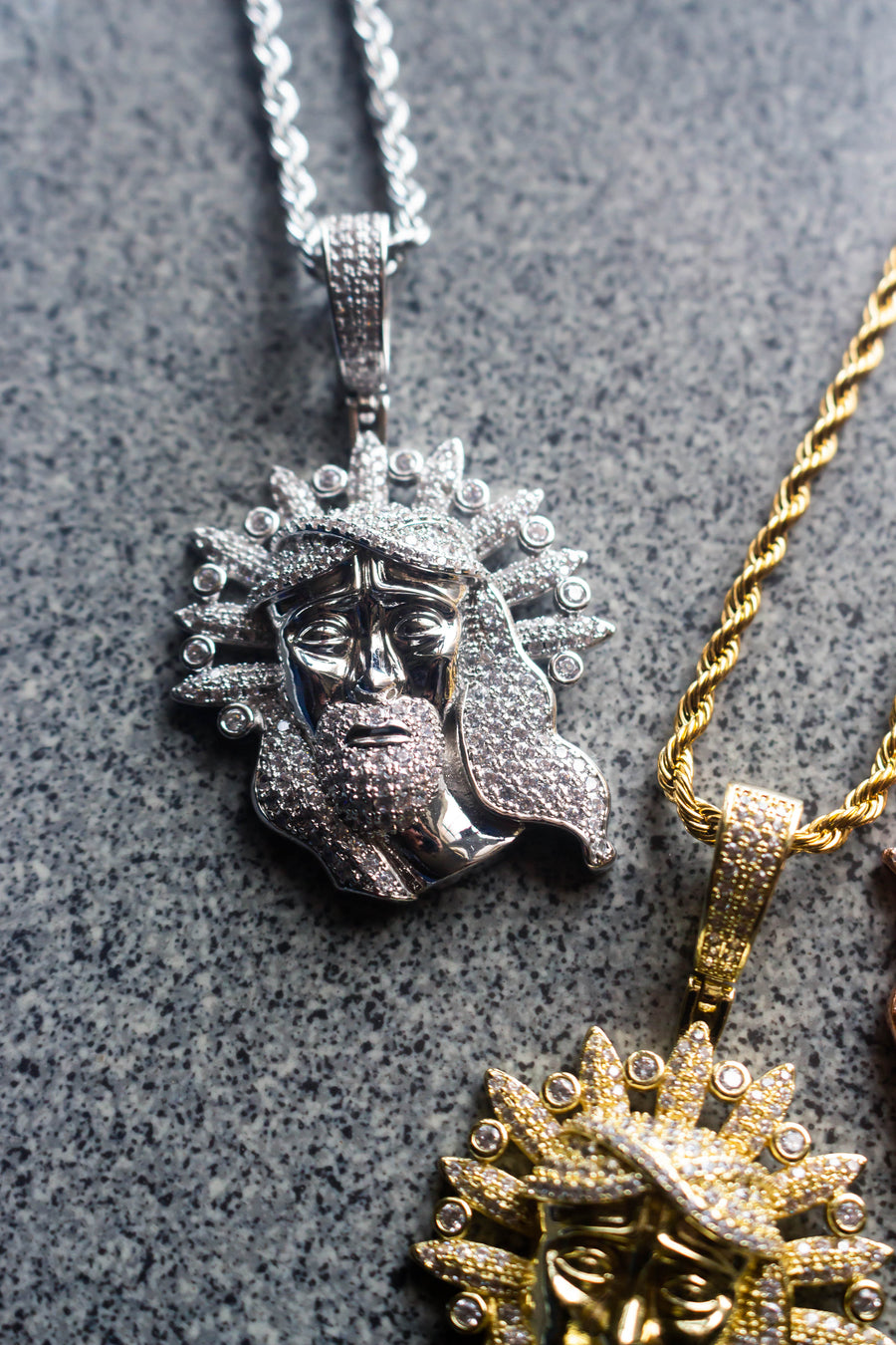 Cadena Cristo Ice silver 18k