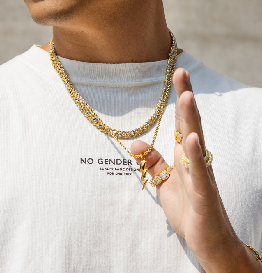 Cadena Cuban Link Gold Ice 8mm 18k