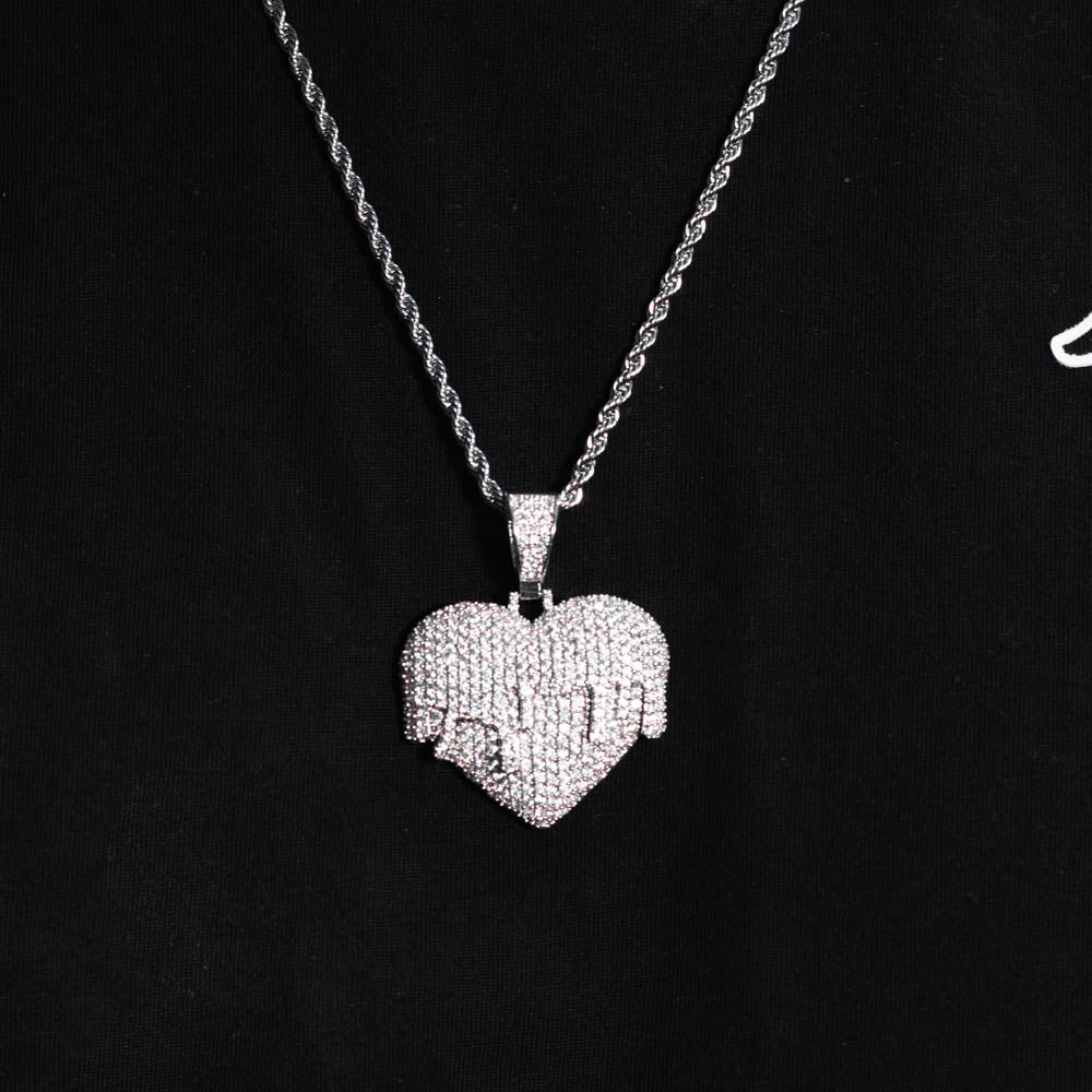 Cadena Corazón en Llamas Ice Silver 18k