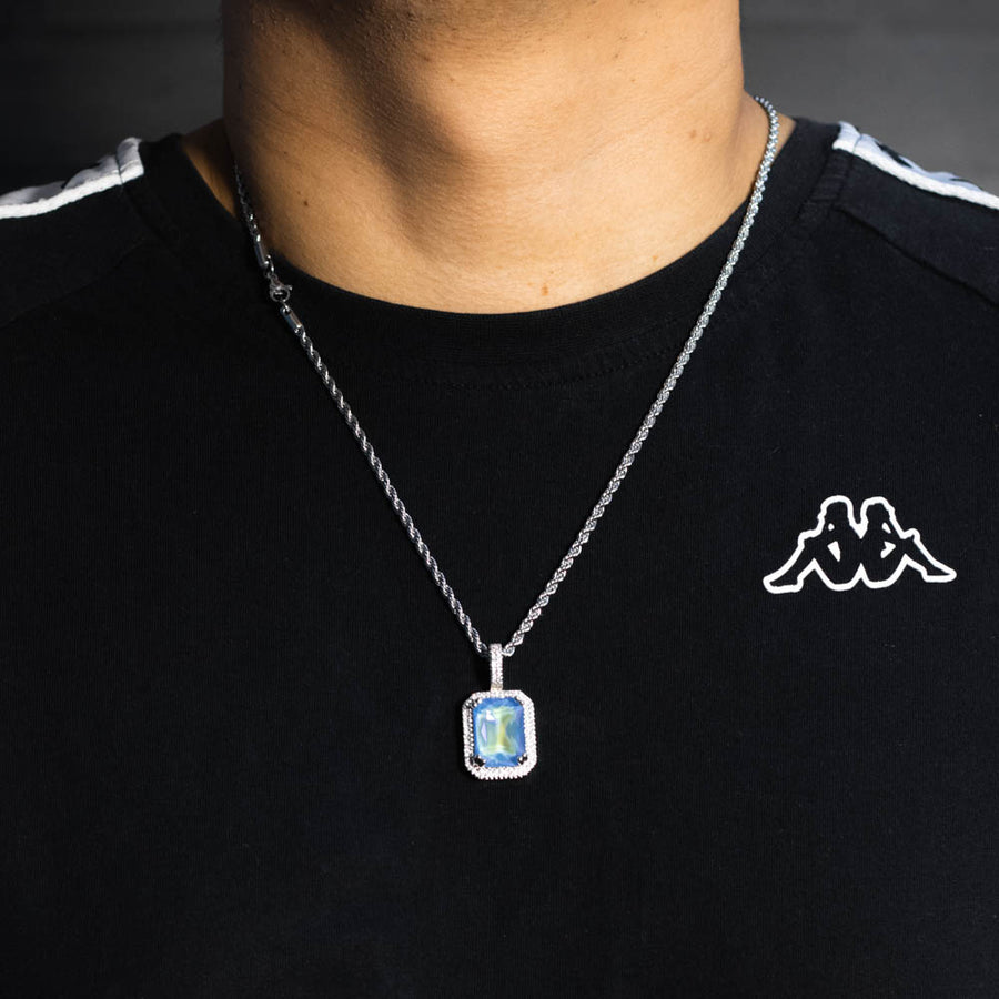 Cadena Gema Azul Agua Ice 18k