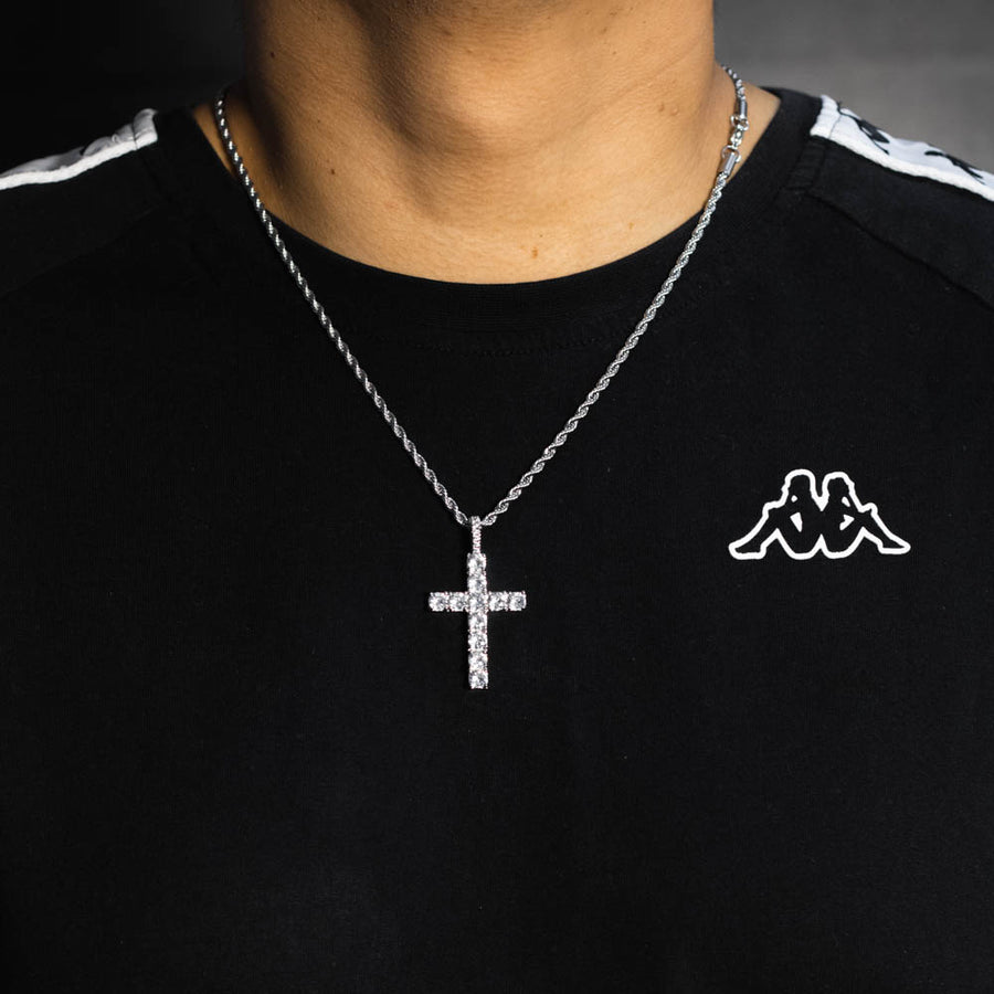 Cadena Cruz Ice Silver 18k