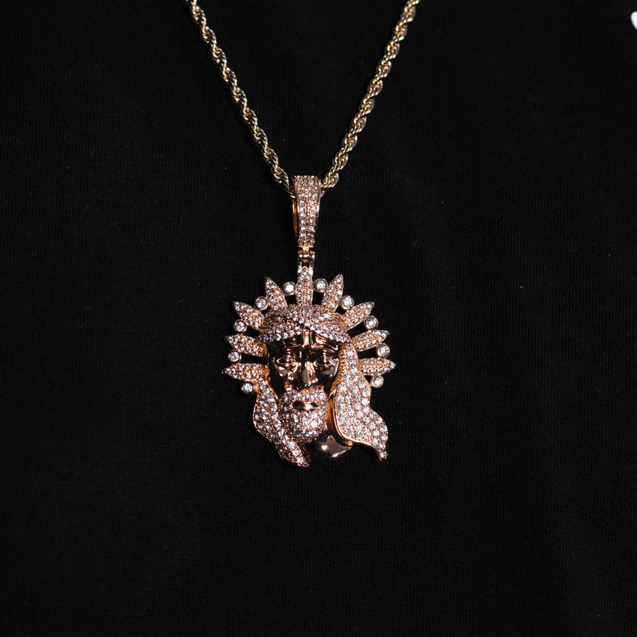 Cadena Cristo Gold Rose Ice 18k