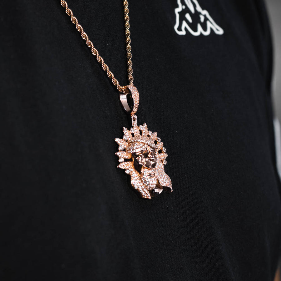 Cadena Cristo Gold Rose Ice 18k