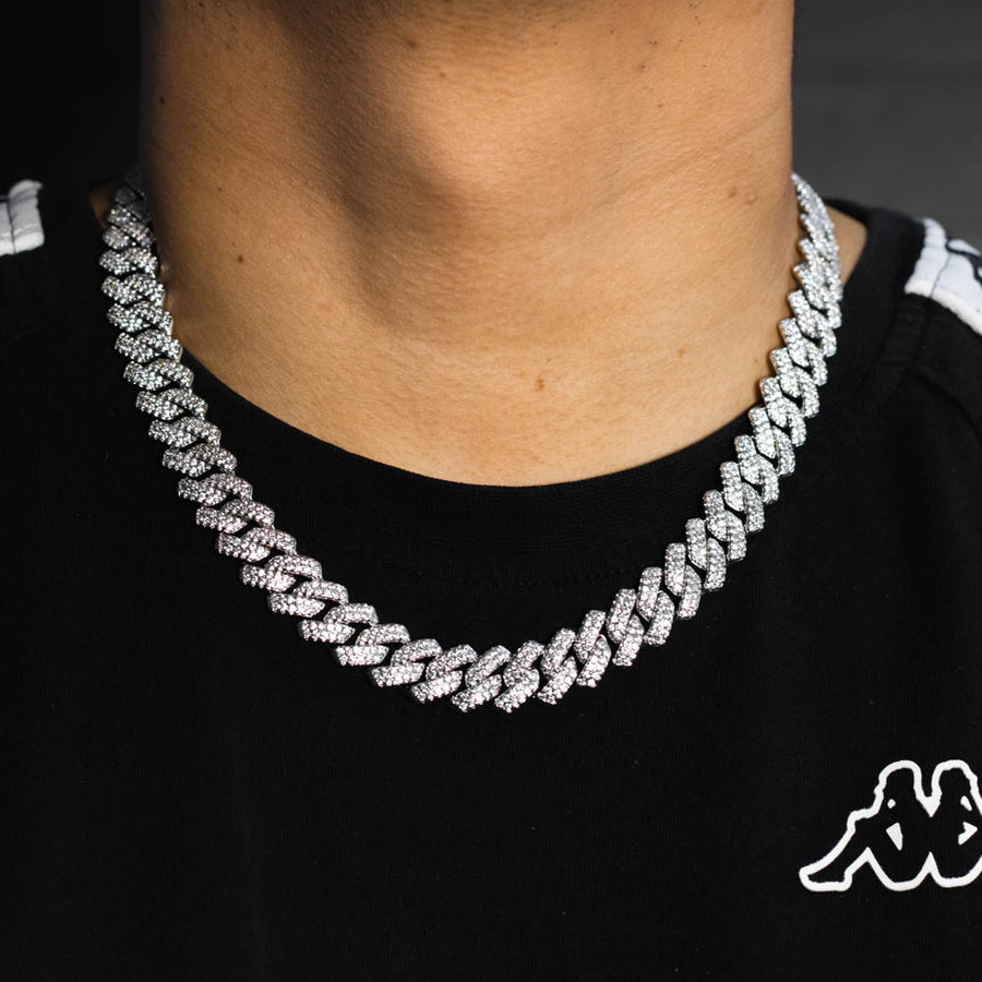Cuban Prong Miami Silver Ice 12mm