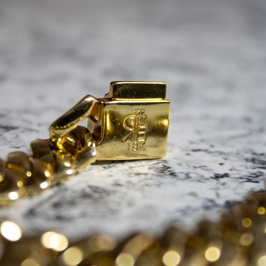 Brazalete Acero Prong Miami 12mm Gold 18k