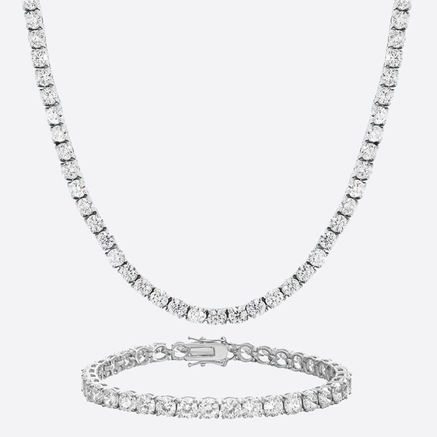 Cadena Tennis y Pulsera Tennis Silver